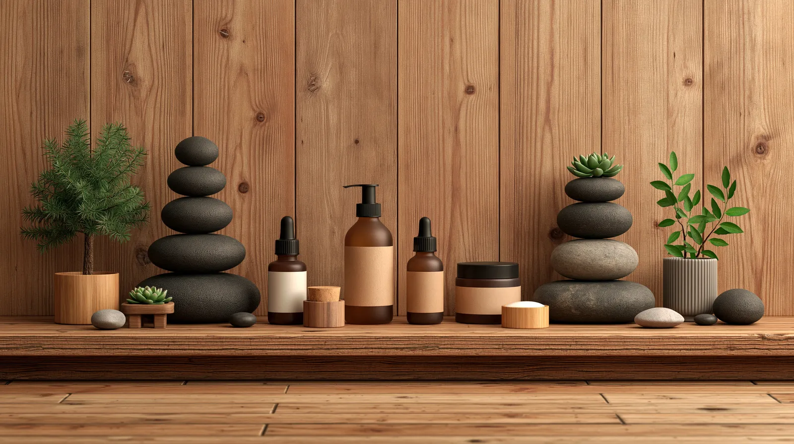 tchitcha. cosmetic packaging on wooden table with stones and 723881dd 3bca 475f 9ff3 45578f32bce9 1 pour amelanche fruit