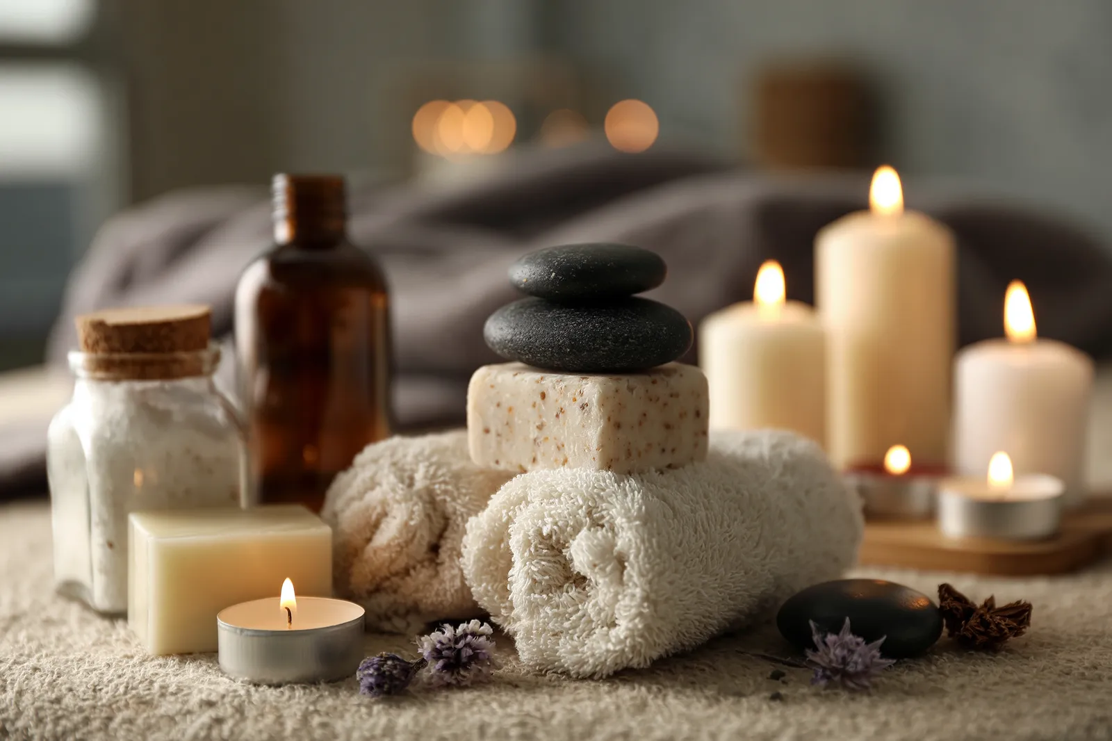 tchitcha. Beautiful spa composition on massage table in welln 2f839427 7e32 43dc 87c0 050140665230 3 pour m&eacute;nopause