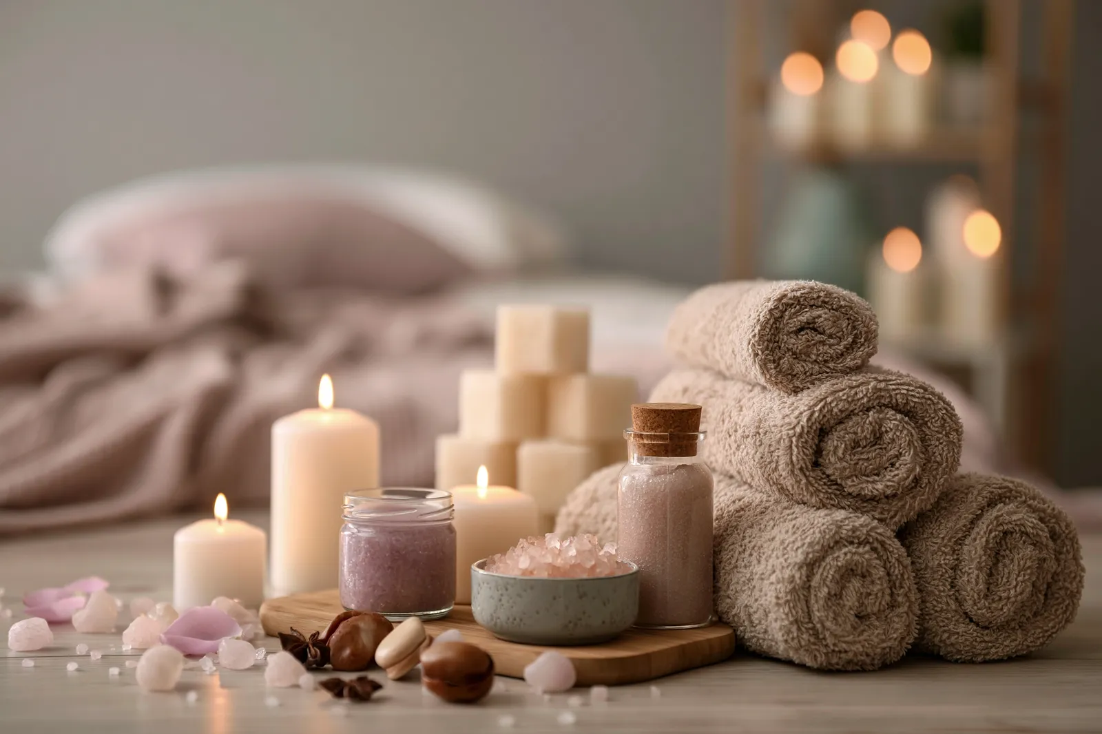 tchitcha. Beautiful spa composition on massage table in welln 2f839427 7e32 43dc 87c0 050140665230 3 pour petit dejeuner